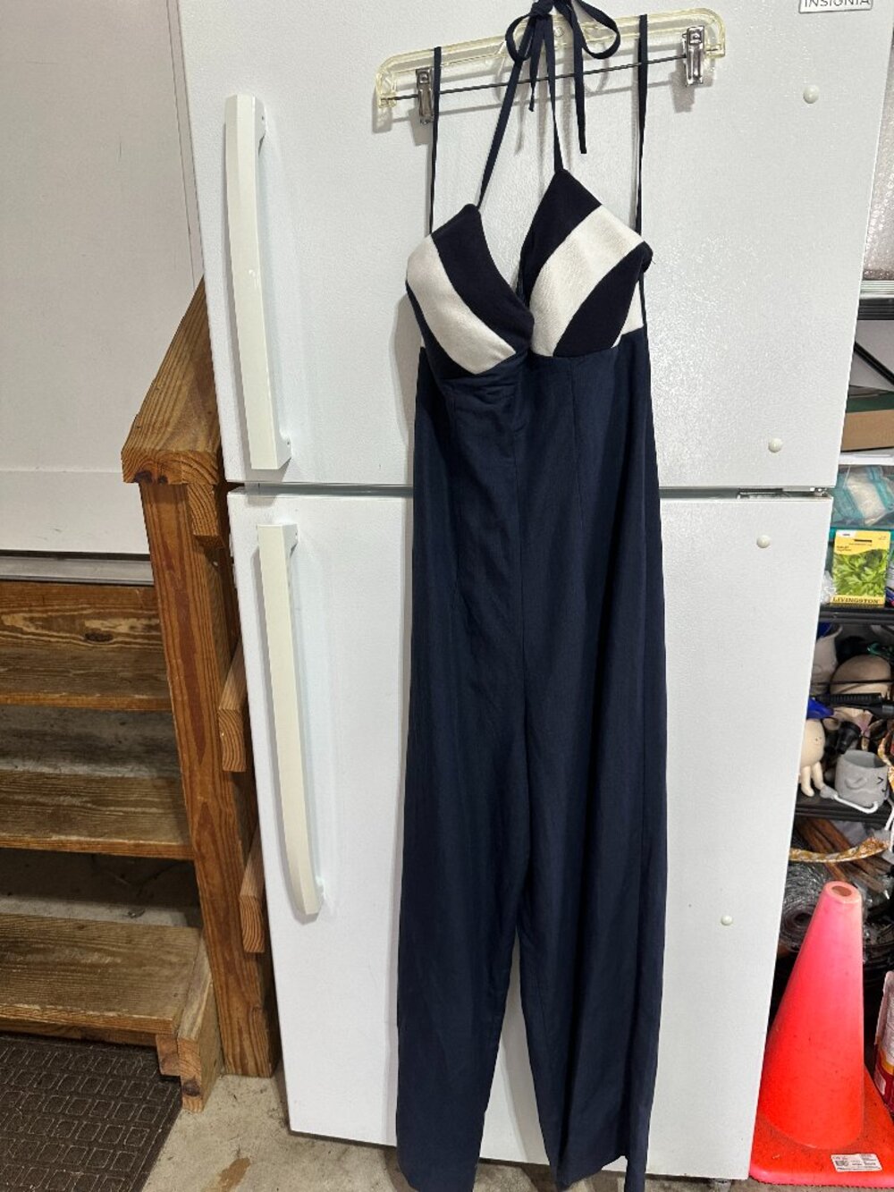 Vintage Judy Hornby Navy and White Halter Jumpsuit